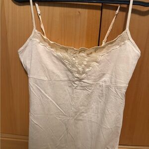 Abercrombie & Fitch Cream Lace-Trim Slip Tank